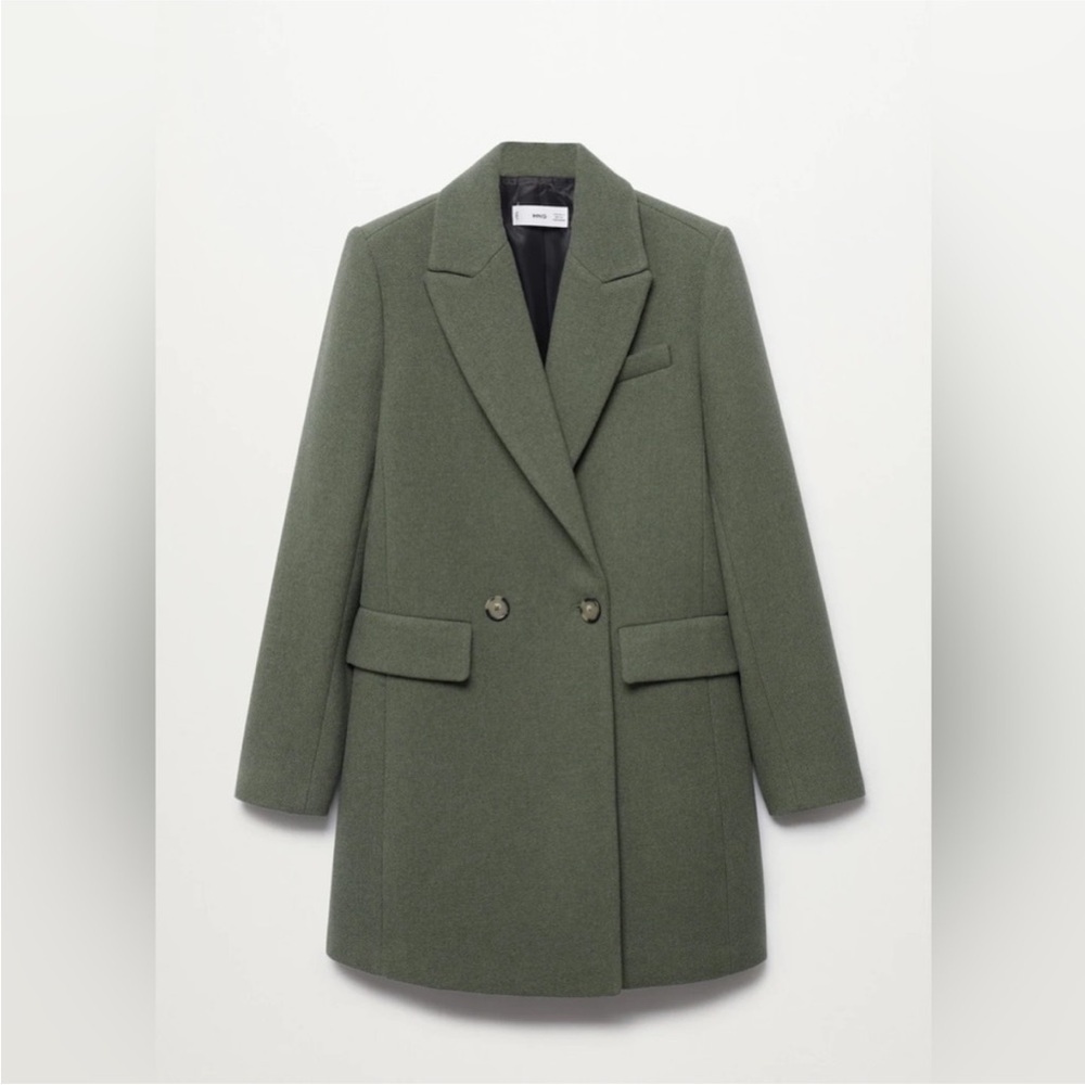 MANGO KHAKI WOOL DOUBLE BREASTED COAT * NWT *